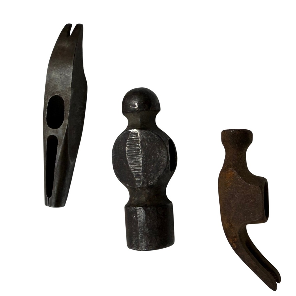 Vintage Iron Hammer Head Lot Ball Peen Claw Tack Hammer Replacement Heads 3pc